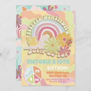 Invitación a la fiesta de cumpleaños Hippie Rainbo