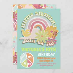 Invitación a la fiesta de cumpleaños Hippie Rainbo