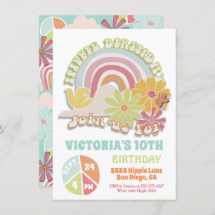 Invitación a la fiesta de cumpleaños Hippie Rainbo