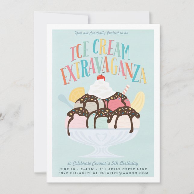 Invitación a la fiesta de cumpleaños *Ice Cream Ex (Anverso)