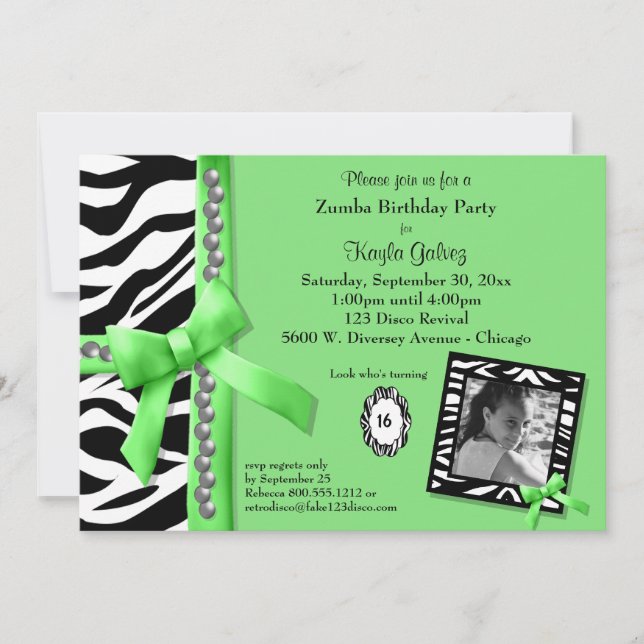 Invitación a la fiesta de cumpleaños Lime Green Y  (Anverso)