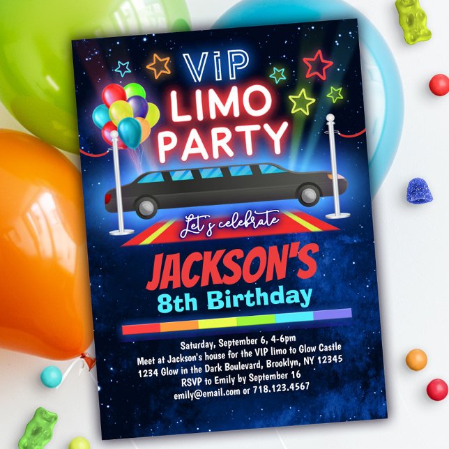 Invitación a la fiesta de cumpleaños Limo VIP para (Subido por el creador)