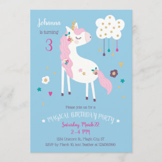 Invitación a la fiesta de cumpleaños mágica de Uni
