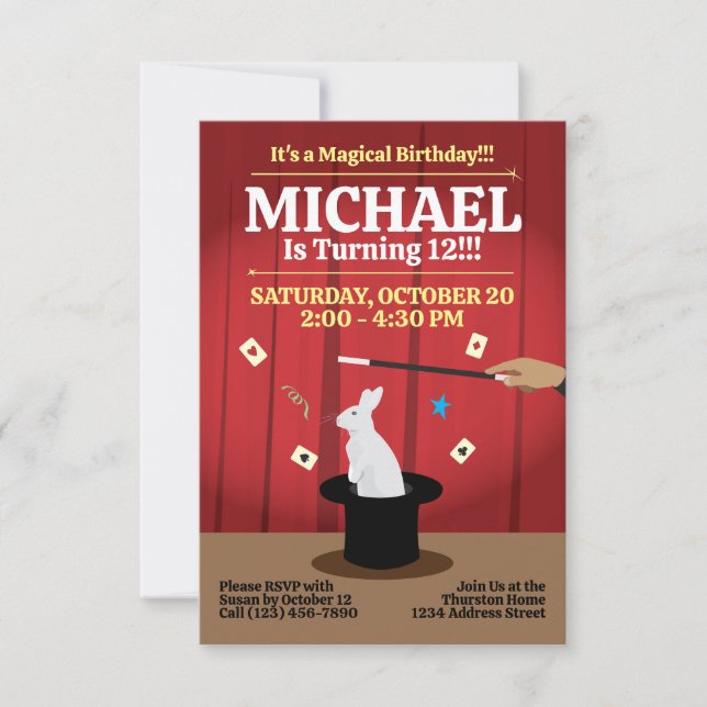 Invitación a la fiesta de cumpleaños mágica - Top  (Anverso)