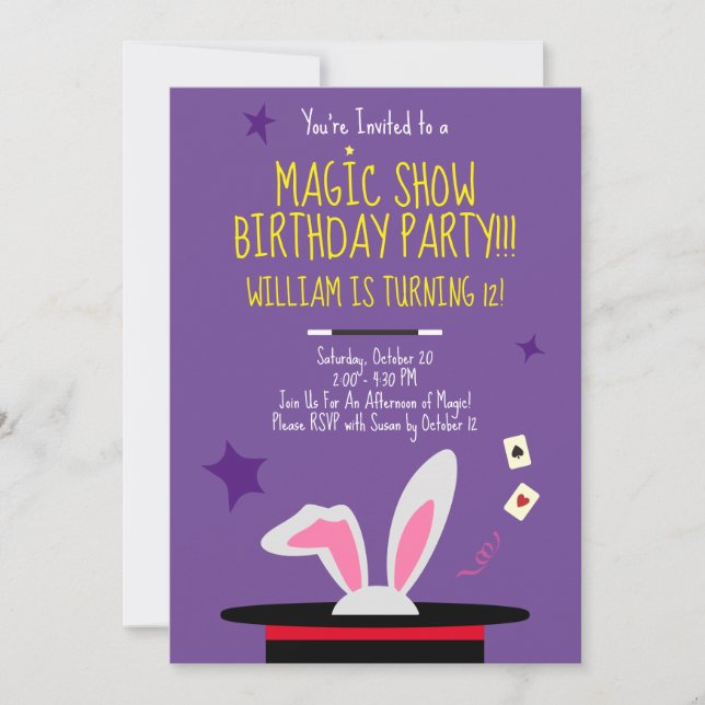Invitación a la fiesta de cumpleaños mágica - Top  (Anverso)