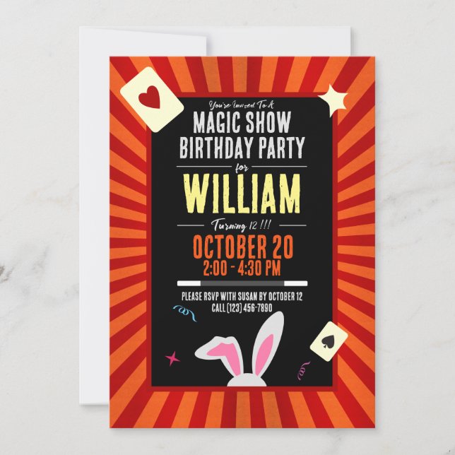 Invitación a la fiesta de cumpleaños mágico - Bunn (Anverso)