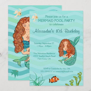 Invitación a la fiesta de cumpleaños Mermaid & Mer