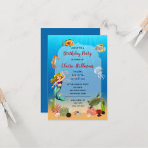 Invitación a la fiesta de cumpleaños Mermaid Under