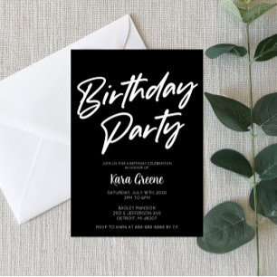 Invitación a la fiesta de cumpleaños mínima en bla