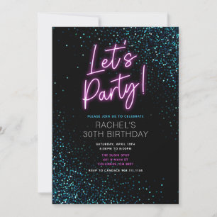Invitación a la fiesta de cumpleaños moderna azul