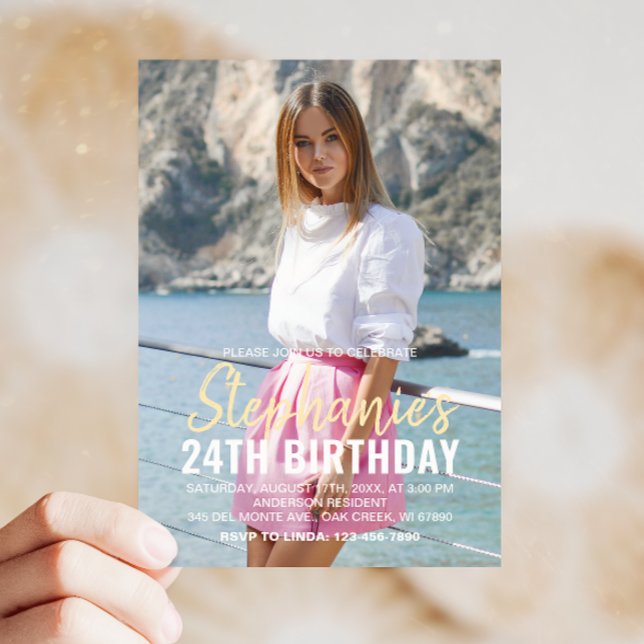 Invitación a la fiesta de cumpleaños moderna con f (Make your celebration unforgettable with a custom birthday invite—personalized, stylish, and unique!)