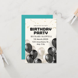 Invitación a la fiesta de cumpleaños moderna en bl