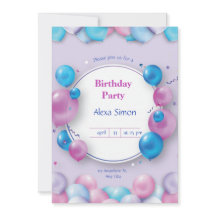 Invitación a la fiesta de cumpleaños moderna rosa