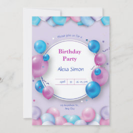 Invitación a la fiesta de cumpleaños moderna rosa