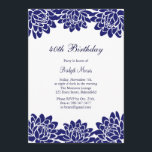 Invitación a la fiesta de cumpleaños moderna y flo<br><div class="desc">Las flores de Lotus decoran esta invitación de una manera nueva y moderna. se indica en el documento básico; sin embargo,  recomiendo el peso y la textura del papel de lino (disponible en varios otros colores)</div>