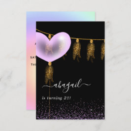 Invitación a la fiesta de cumpleaños morado y oro 