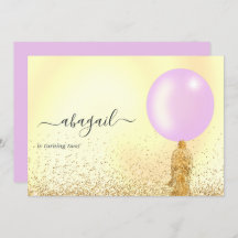 Invitación a la fiesta de cumpleaños morado y oro 