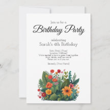 Invitación a la fiesta de cumpleaños, muchas plant