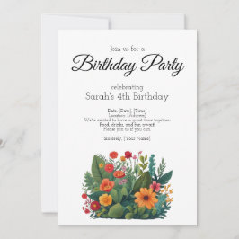 Invitación a la fiesta de cumpleaños, muchas plant