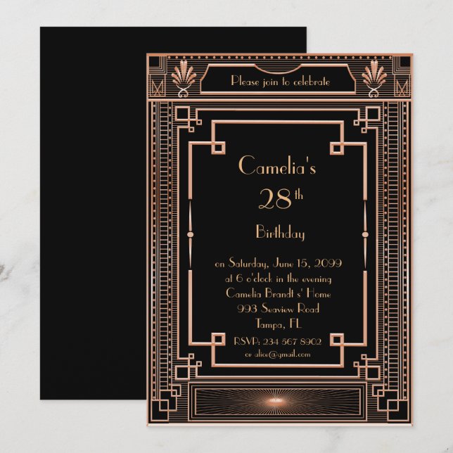 Invitación a la fiesta de cumpleaños, mujer grandi (Anverso / Reverso)