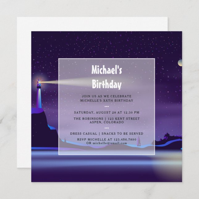 Invitación a la fiesta de cumpleaños náutica (Anverso / Reverso)