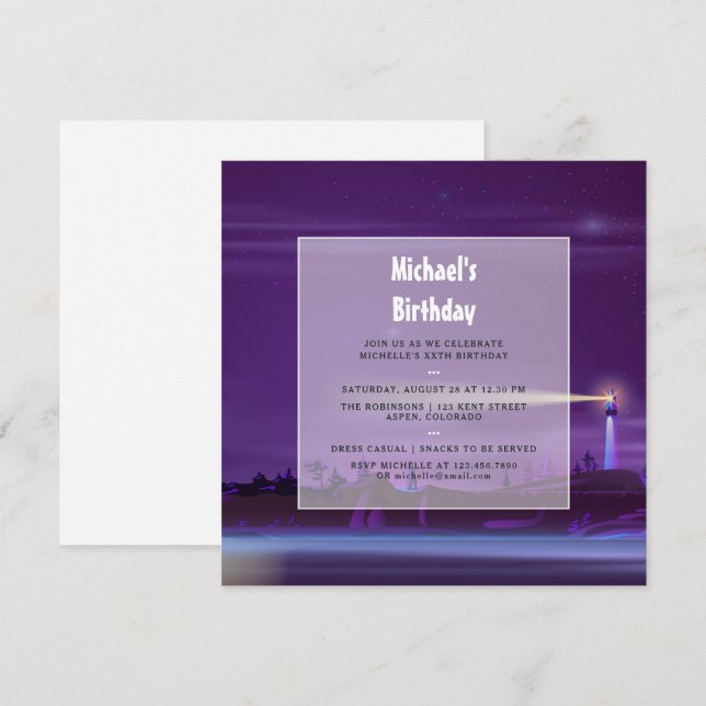 Invitación a la fiesta de cumpleaños náutica (Anverso / Reverso)