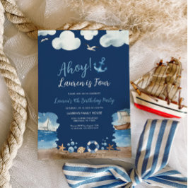 Invitación a la fiesta de cumpleaños náutica de la