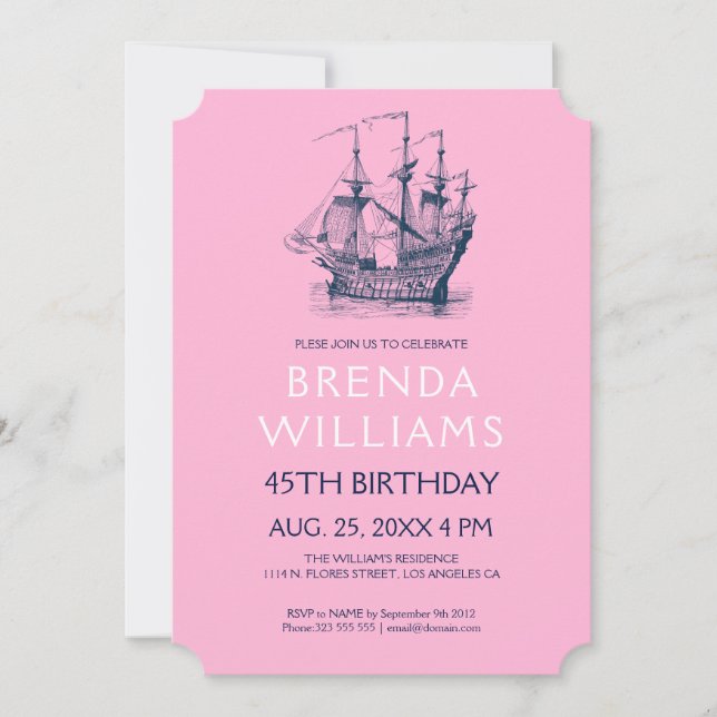 Invitación a la fiesta de cumpleaños Nautical Blue (Anverso)