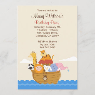 Invitación a la fiesta de cumpleaños Noahs Ark