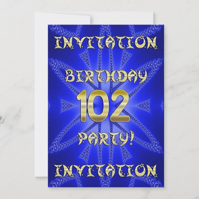 Invitación a la fiesta de cumpleaños número 102 (Anverso)
