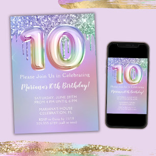 Invitación a la fiesta de cumpleaños número 10 con