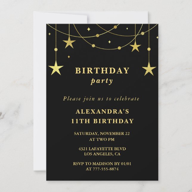 Invitación a la fiesta de cumpleaños número 11 Chi (Anverso)
