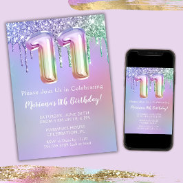 Invitación a la fiesta de cumpleaños número 11 con