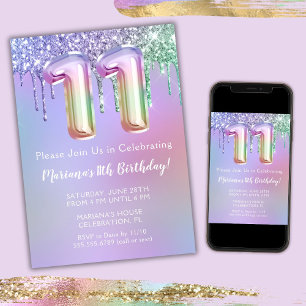 Invitación a la fiesta de cumpleaños número 11 con