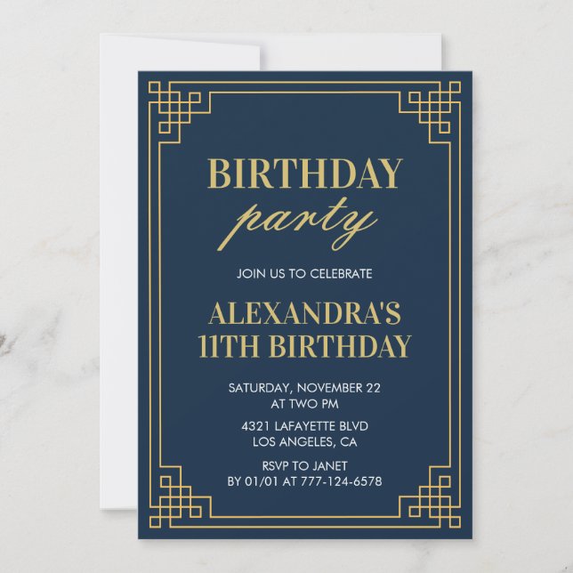 Invitación a la fiesta de cumpleaños número 11 par (Anverso)