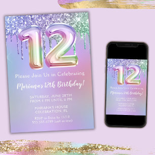 Invitación a la fiesta de cumpleaños número 12 con
