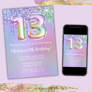 Invitación a la fiesta de cumpleaños número 13 con