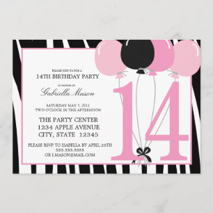 Invitación a la fiesta de cumpleaños número 14