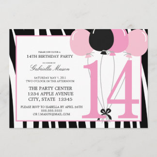Invitación a la fiesta de cumpleaños número 14