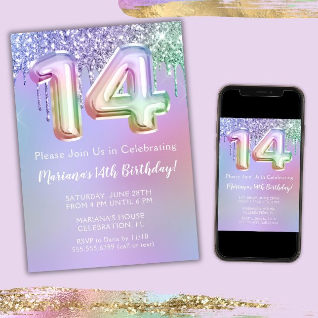 Invitación a la fiesta de cumpleaños número 14 con (Subido por el creador)
