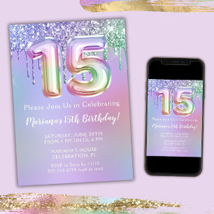 Invitación a la fiesta de cumpleaños número 15 con