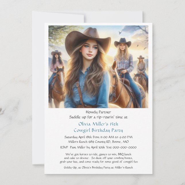 Invitación a la fiesta de cumpleaños número 15 de  (Anverso)