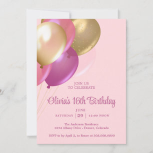 Invitación a la fiesta de cumpleaños número 16
