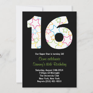 Invitación a la fiesta de cumpleaños número 16 de 