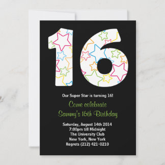 Invitación a la fiesta de cumpleaños número 16 de 