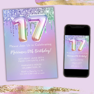 Invitación a la fiesta de cumpleaños número 17 con