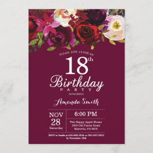 Invitación a la fiesta de cumpleaños número 18 de
