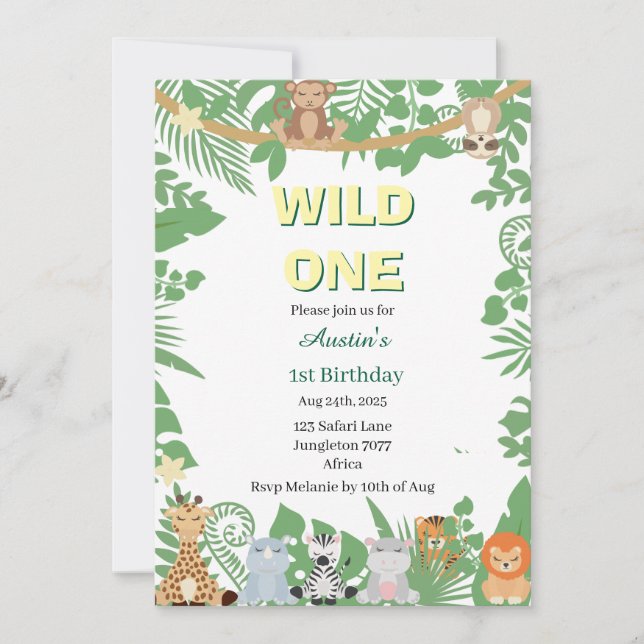 Invitación a la fiesta de cumpleaños número 1 de l (Anverso)