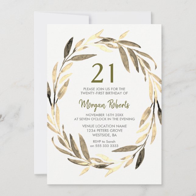 Invitación a la fiesta de cumpleaños número 21 de  (Anverso)