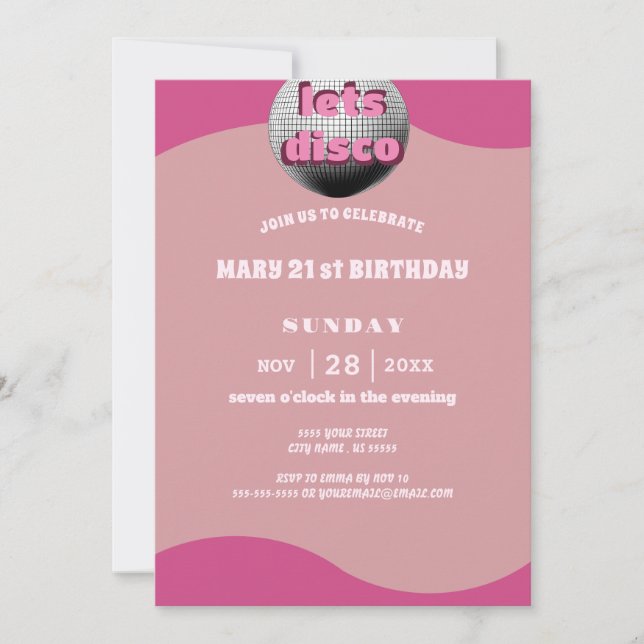 Invitación a la fiesta de cumpleaños número 21 de  (Anverso)